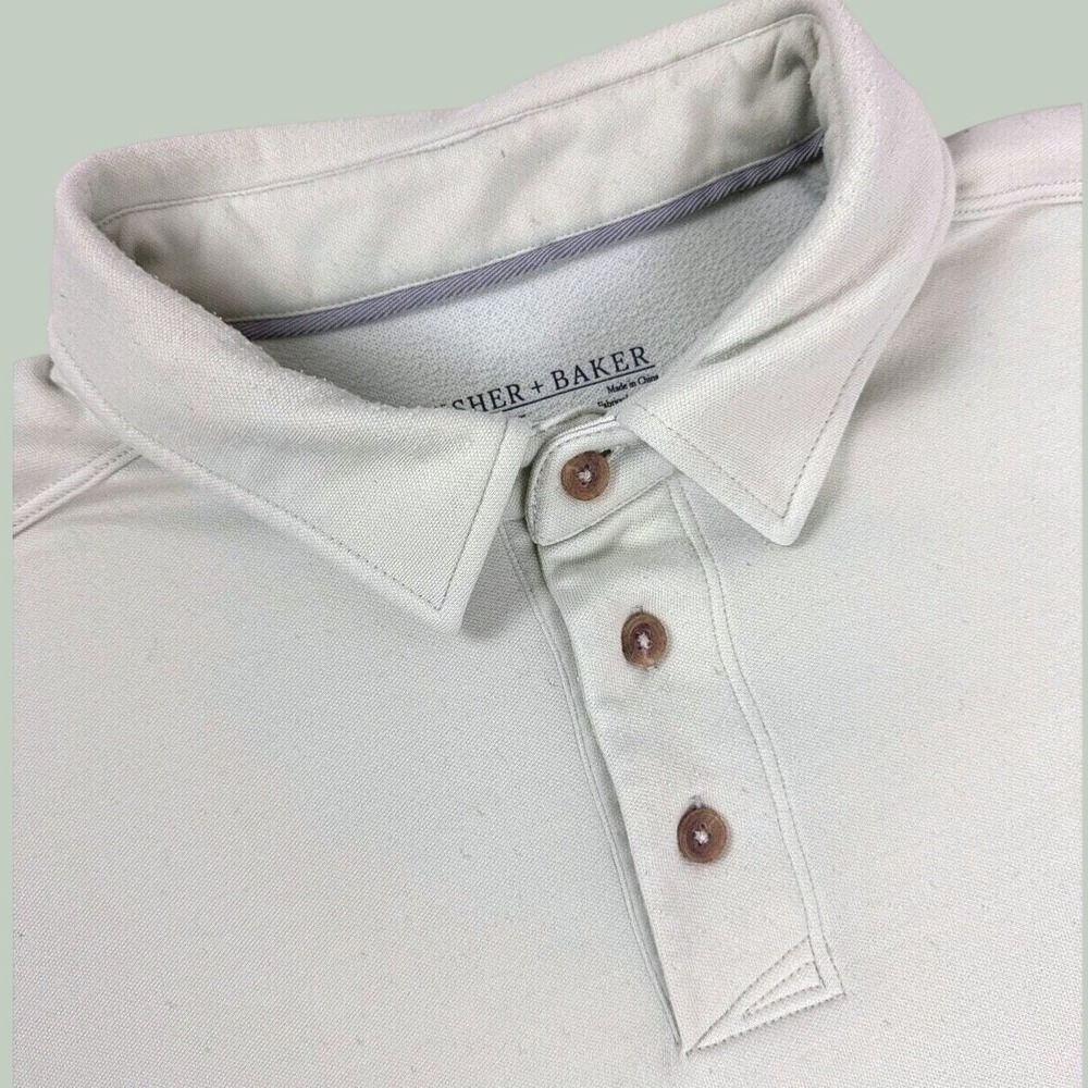 Fisher + Baker Mens XL Polo Shirt Wool Blend Short Sleeve Mint Green Golf Preppy